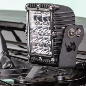 Jeep Wrangler Light Mount - Windshield Cowl - Go Rhino - 6in Q4 Series - Textured Black - `18-`20